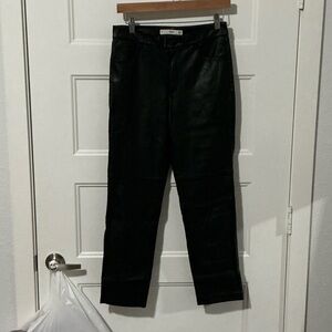 MNG Black Straight Leg Faux Leather Women's Jeans